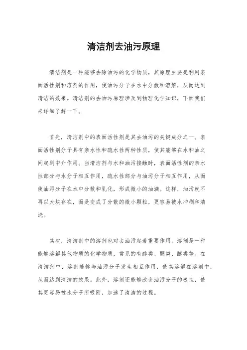 清洁剂去油污原理