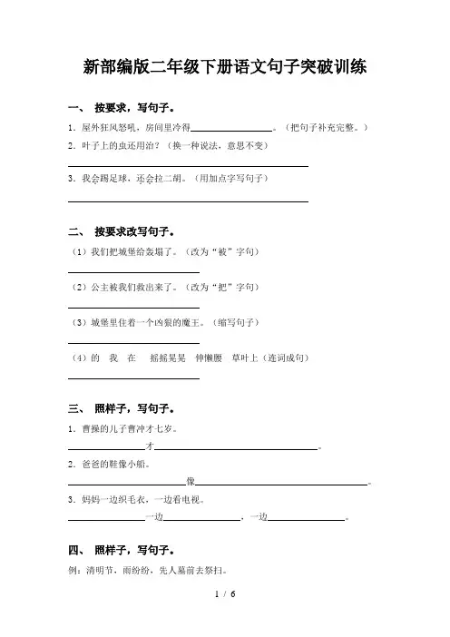新部编版二年级下册语文句子突破训练