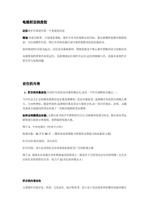 电视栏目的定位