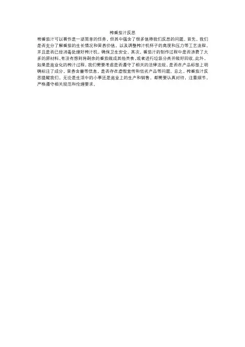榨番茄汁反思