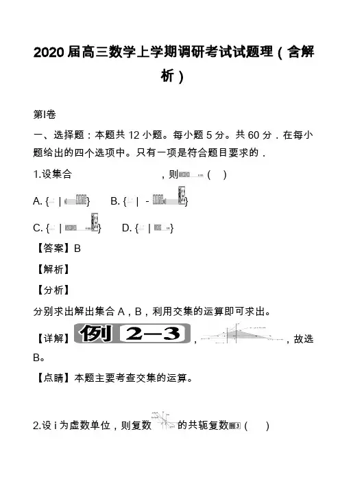 2020届高三数学上学期调研考试试题理(含解析)