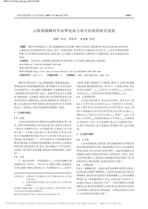 心肌细胞瞬时外向钾电流与相关疾病的研究进展