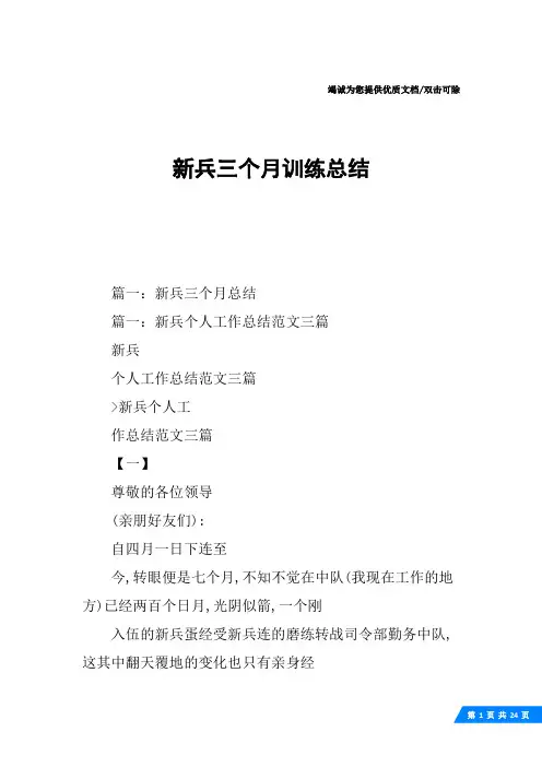新兵三个月训练总结