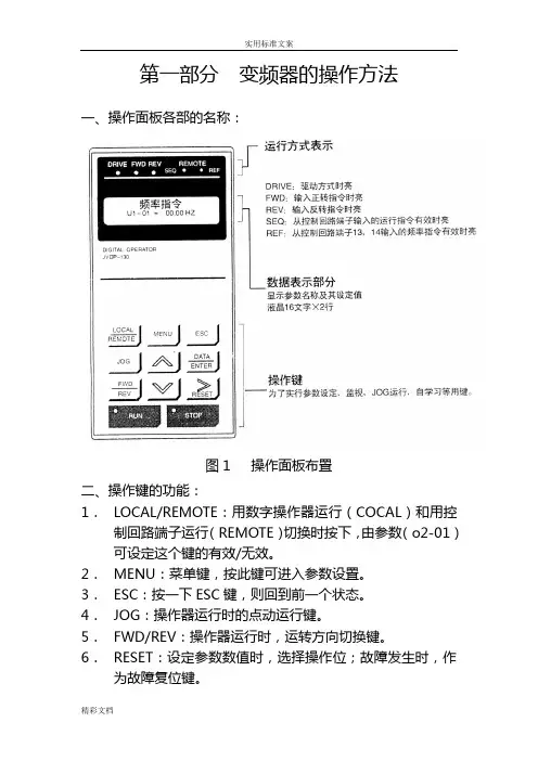 安川变频器的调试及全参数设置表(齐全)