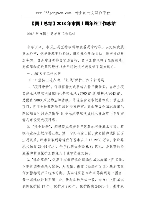 【国土总结】2018年市国土局年终工作总结