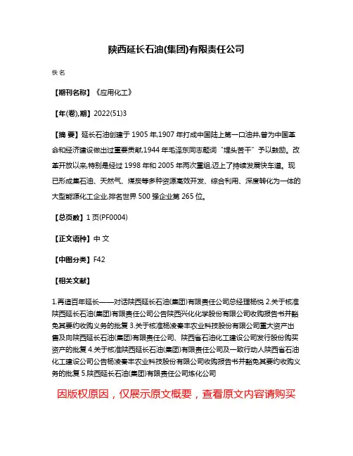 陕西延长石油(集团)有限责任公司