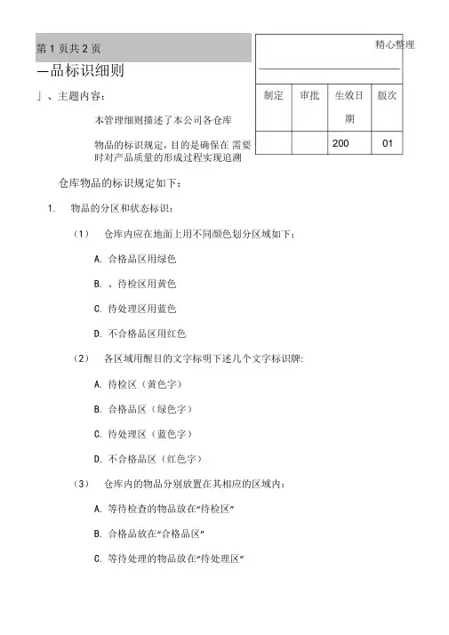 仓库物品标识要求