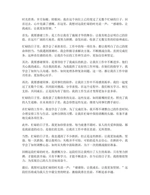 工作忙碌感言