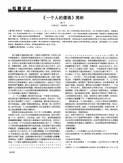 《一个人的遭遇》简析