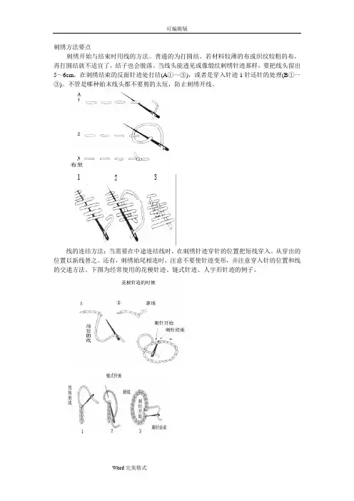 服装手缝针刺绣针法