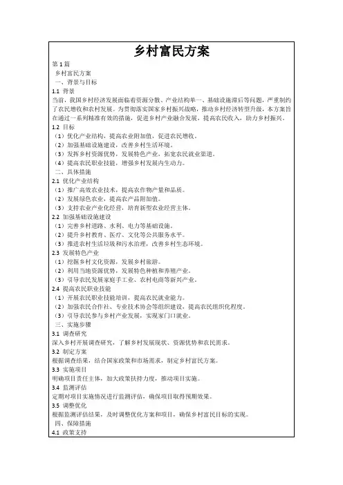 乡村富民方案
