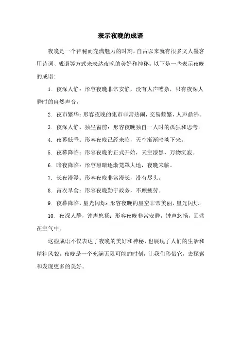 表示夜晚的成语