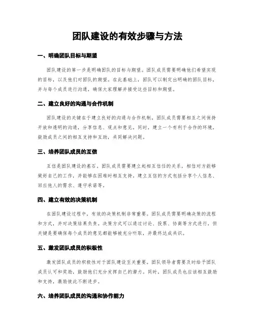 团队建设的有效步骤与方法