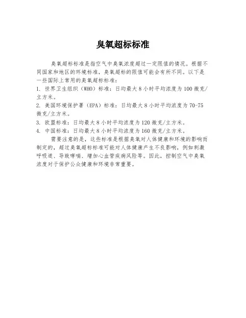 臭氧超标标准