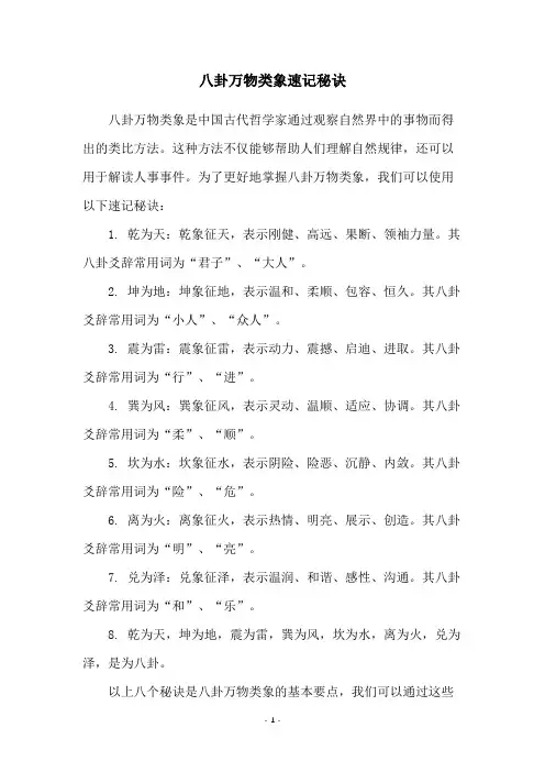 八卦万物类象速记秘诀