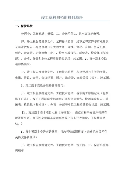 竣工资料归档的排列顺序