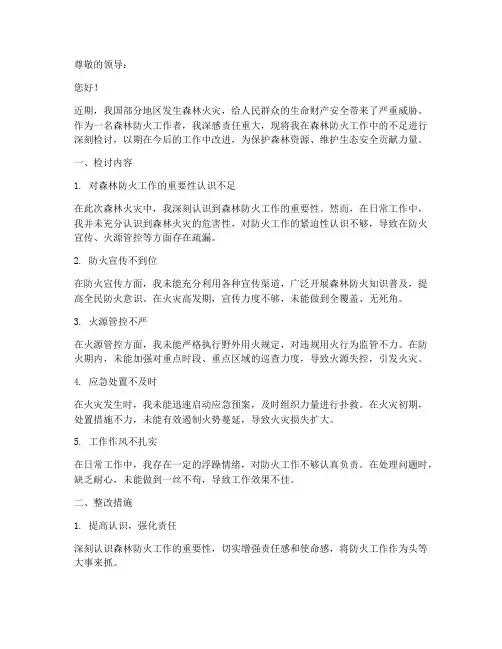 对森林防火工作检讨书
