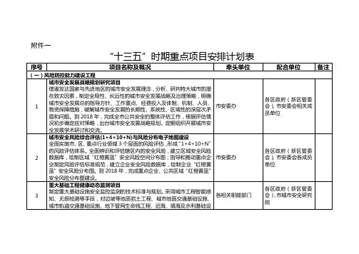 十三五时期重点项目安排计划表【模板】