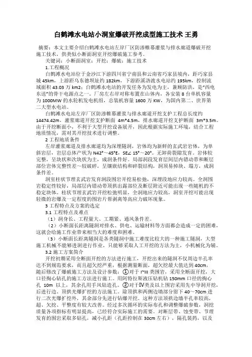 白鹤滩水电站小洞室爆破开挖成型施工技术 王勇
