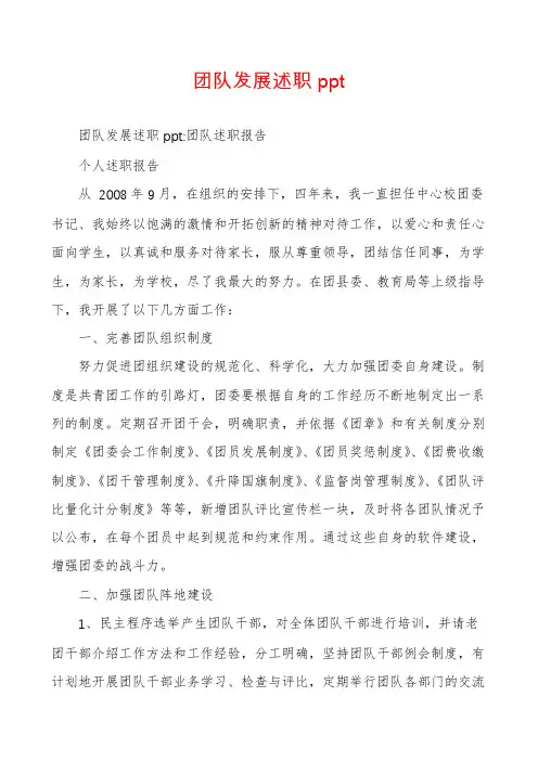 团队发展述职ppt