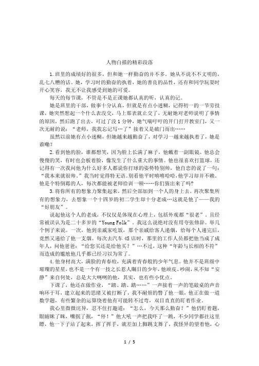 人物白描的精彩段落