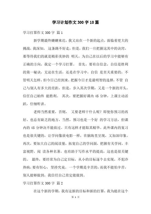 学习计划作文300字10篇