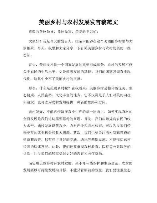 美丽乡村与农村发展发言稿范文