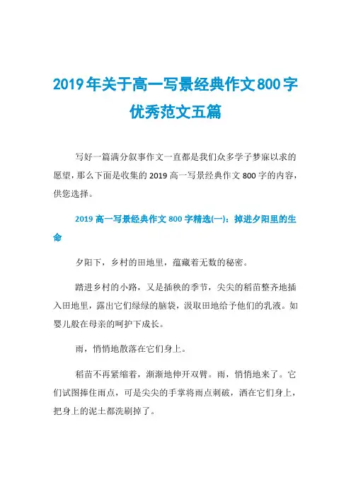 2019年关于高一写景经典作文800字优秀范文五篇