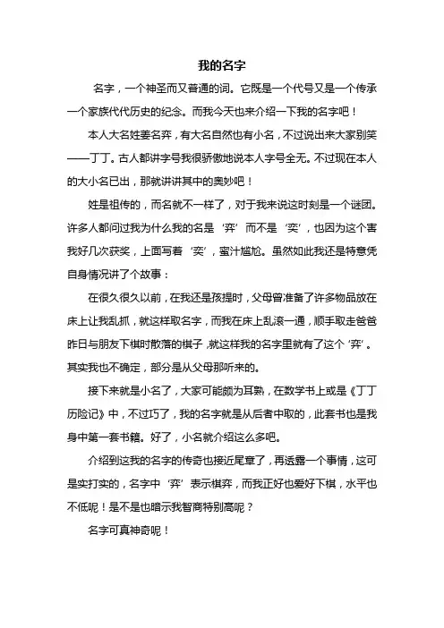 写人作文：我的名字作文500字