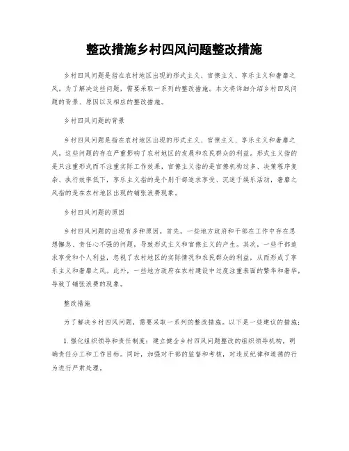整改措施乡村四风问题整改措施