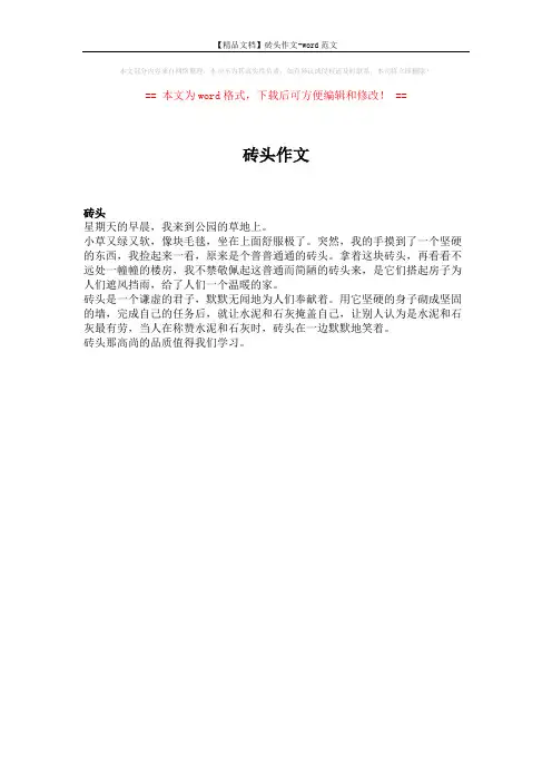 【精品文档】砖头作文-word范文 (1页)