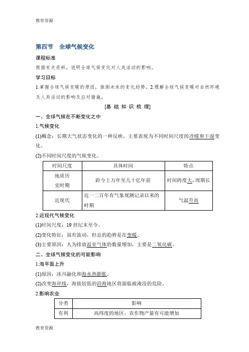 【教育资料】2018-2019版地理高一同步系列课堂讲义人教版必修一 ：第二章 地球上的大气 2-4 学案 Word版含