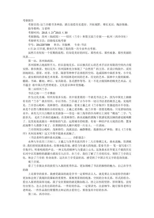 书法艺术考察报告