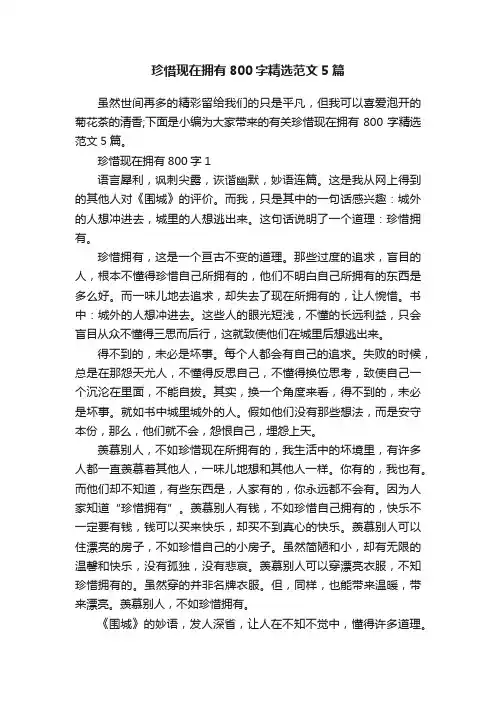 珍惜现在拥有800字精选范文5篇
