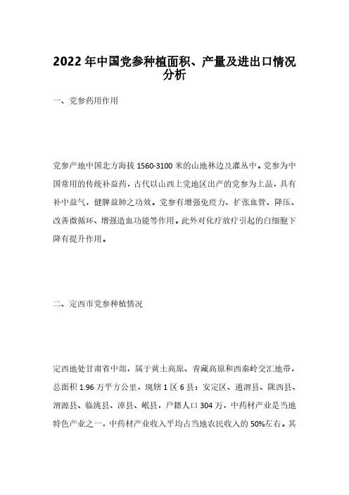 2022年中国党参种植面积、产量及进出口情况分析