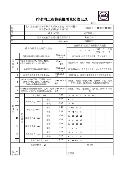 排水沟检验批检验记录