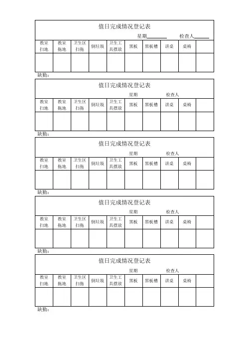 值日检查记录表