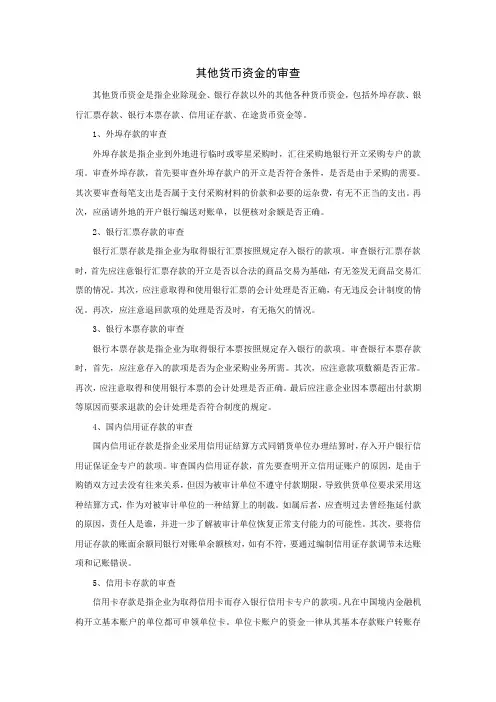其他货币资金的审查