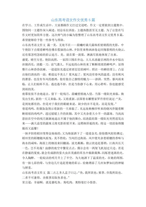 山东高考语文作文优秀5篇