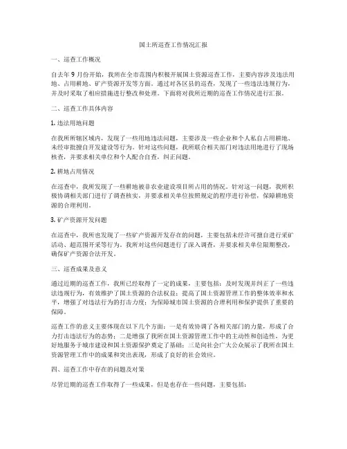 国土所巡查工作情况汇报