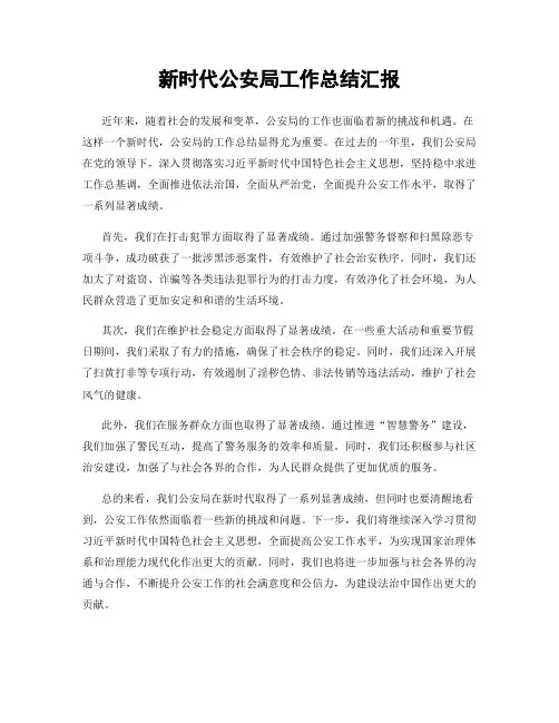 新时代公安局工作总结汇报