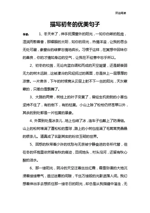描写初冬的优美句子