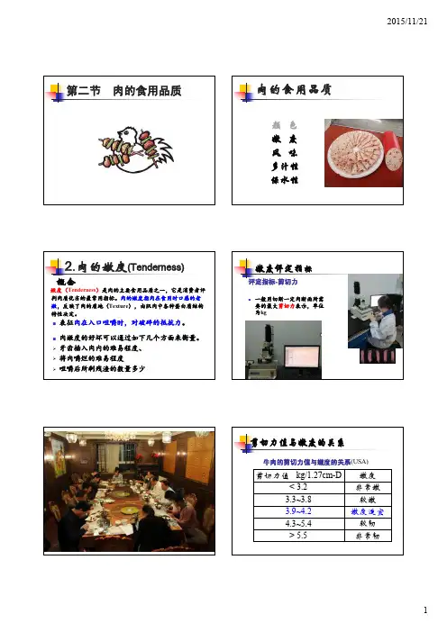 肉与肉制品 肉的嫩度风味及多汁性
