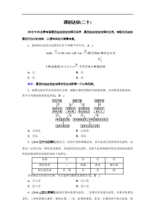 高考生物一轮复习课时训练：第五章 遗传的基本定律与伴性遗传 课时达标 含答案