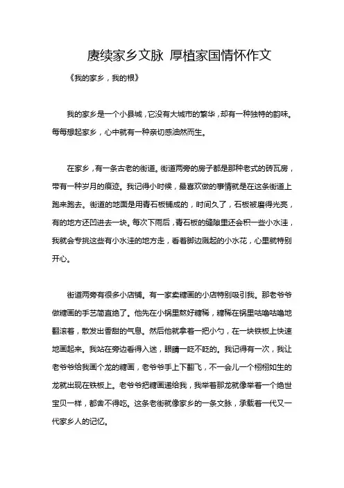 赓续家乡文脉 厚植家国情怀作文