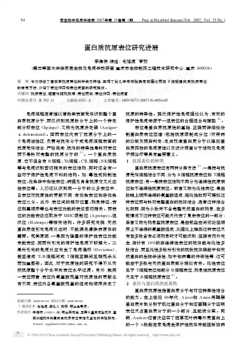 蛋白质抗原表位研究进展