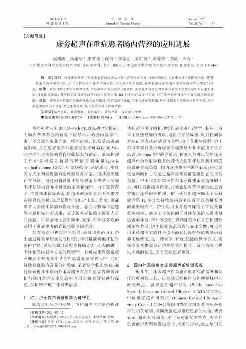 床旁超声在重症患者肠内营养的应用进展