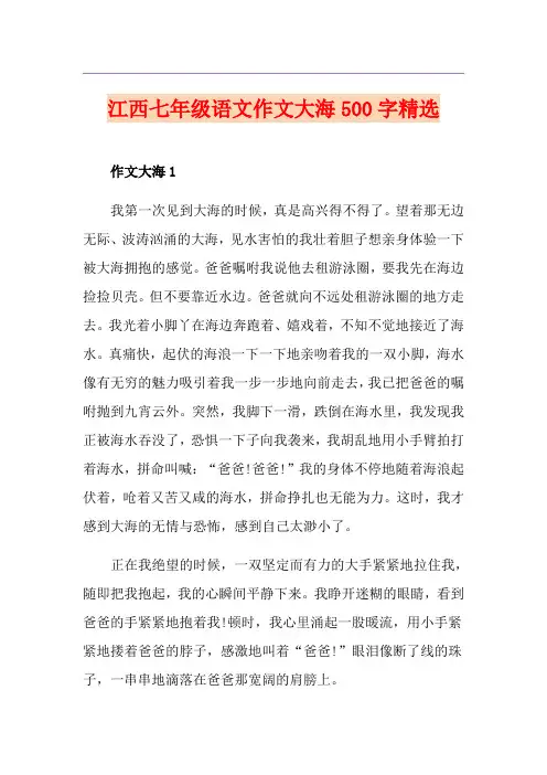 江西七年级语文作文大海500字精选