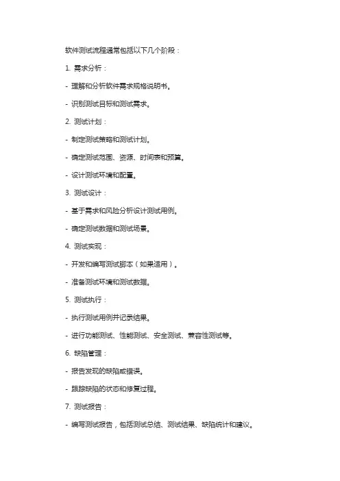 软件测试流程和方法