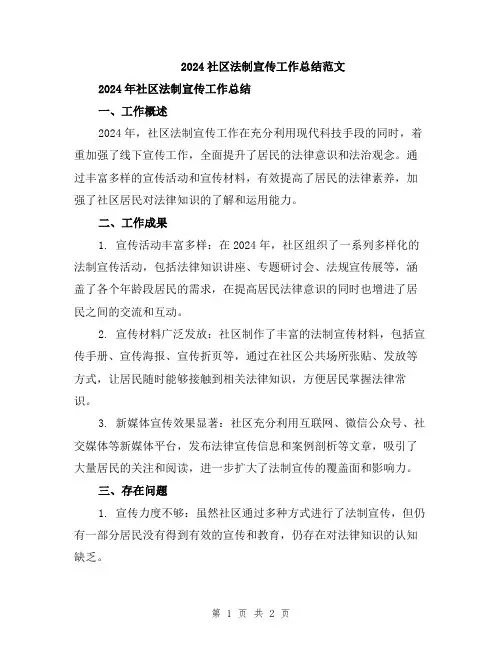 2024社区法制宣传工作总结范文